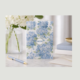 Carte élégante de fleurs d'hortensia bleu pour MAM