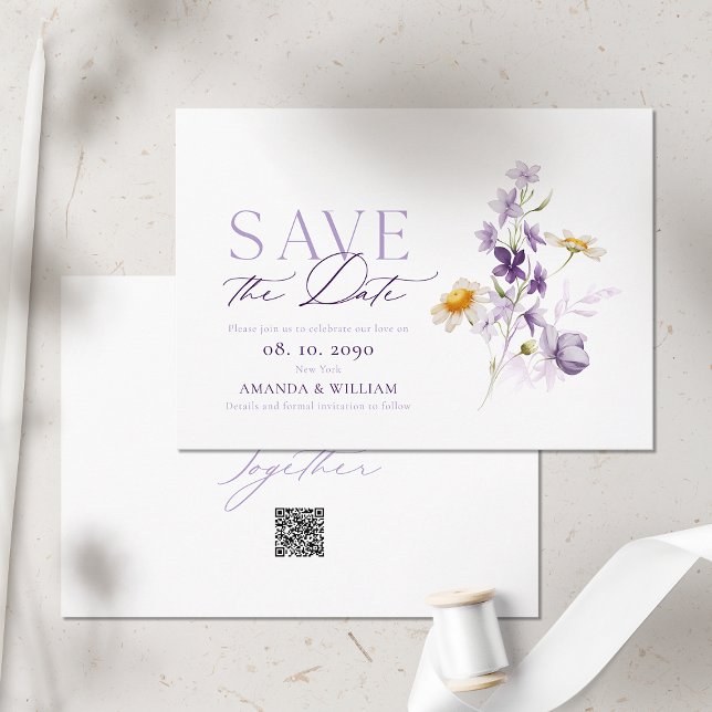 Carte élégante de fleurs pour annoncer la date de  (Créateur téléchargé)