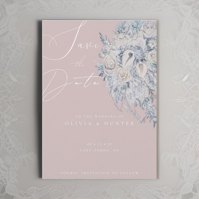 Carte Élégante de Fleurs pour Mariage Save the Dat (Créateur téléchargé)