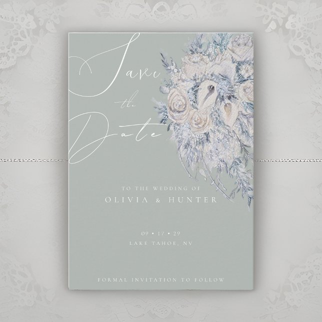 Carte Élégante de Fleurs pour Mariage Save the Dat (Créateur téléchargé)