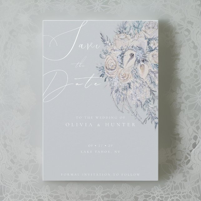 Carte Élégante de Fleurs pour Mariage Save the Dat (Créateur téléchargé)