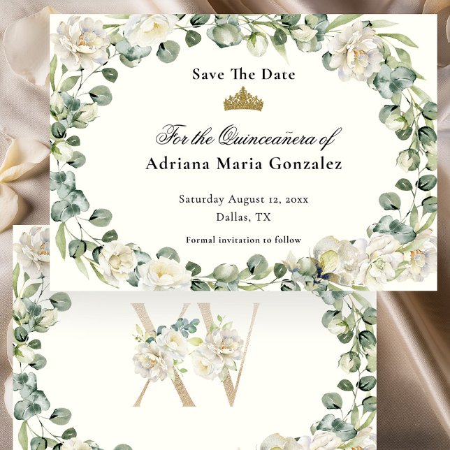 Carte Élégante de Fleurs pour Sauvegarder la Date  (Créateur téléchargé)