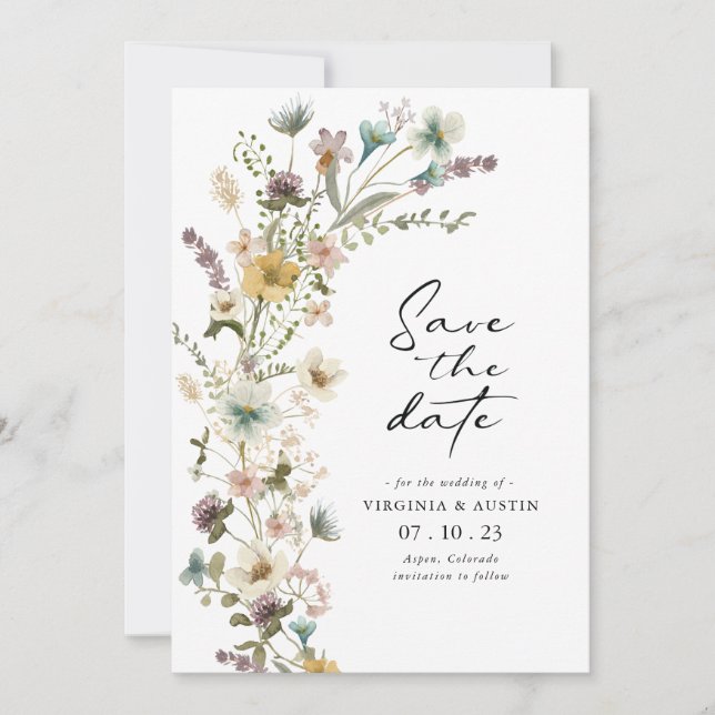 Carte élégante de fleurs printanières pour annonce (Devant)