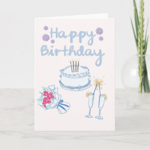 Carte élégante de gâteau d'anniversaire de style c