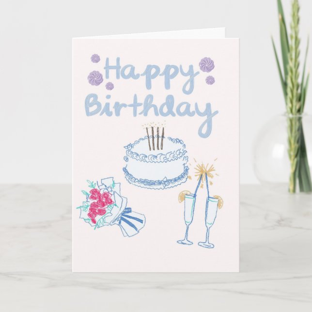 Carte élégante de gâteau d'anniversaire de style c (Devant)