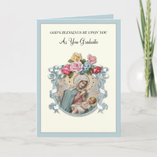 Carte élégante de graduation catholique Vierge Mar