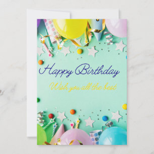 Carte élégante de Joyeux Anniversaire – Ballons Co