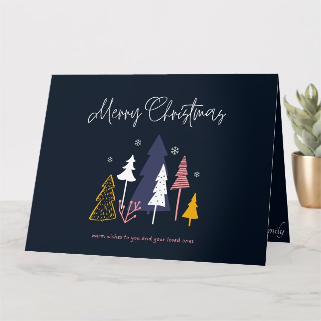 Carte élégante de Joyeux Noël avec message (Petite plante)