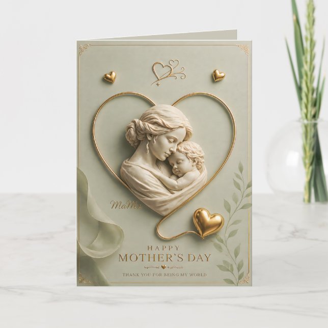 Carte élégante de la fête des mères à fleurs vert  (Devant)