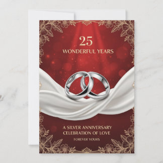 Carte élégante de luxe pour les 25 ans de mariage