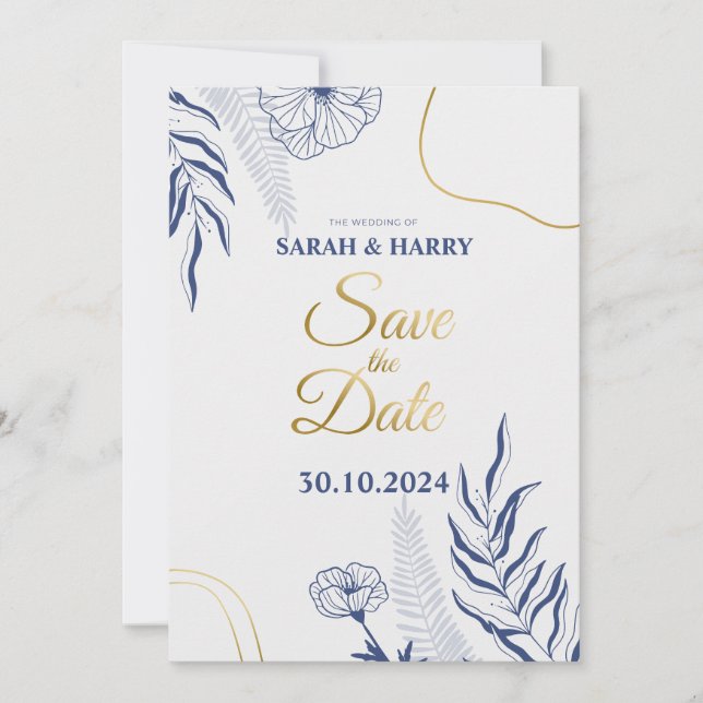 Carte élégante de mariage botanique 'Save the Date (Devant)