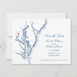 Carte élégante de mariage de Washington DC en bleu