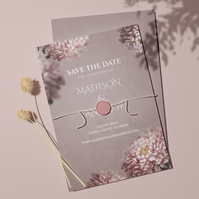 Carte élégante de mariage florale à conserver pour (Créateur téléchargé)