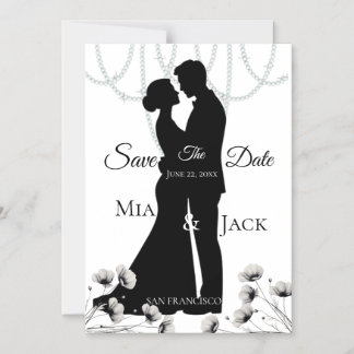 Carte Élégante de Mariage 'Save The Date' à Silhou