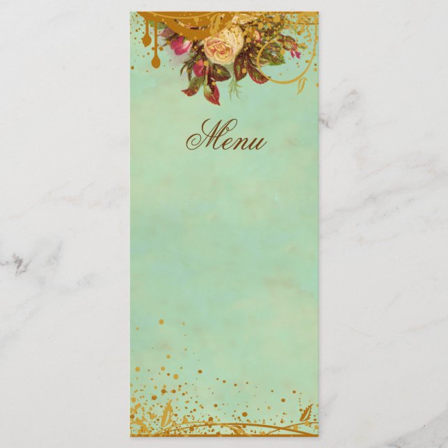 Carte élégante de menu de rose victorien (Devant)