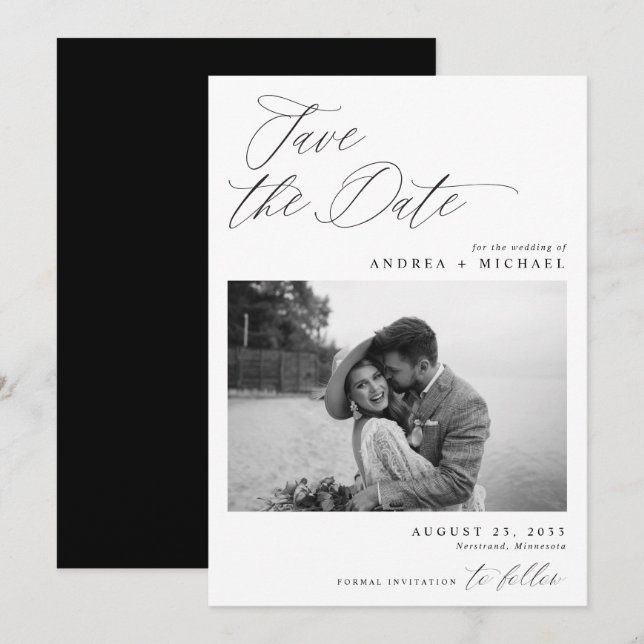 Carte Élégante de Mise à Jour de Date de Mariage a (Devant / Derrière)