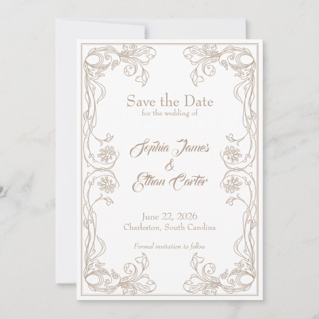 Carte Élégante de Mise à Jour de Date – Filigrane  (Devant)