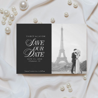 Carte Élégante de Mise en Garde Mariage Noir et Bl