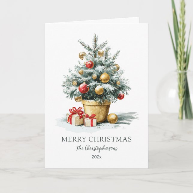 Carte élégante de Noël avec arbre (Devant)