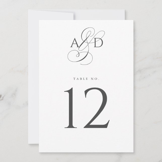 Carte élégante de numéro de table de mariage avec  (Devant)