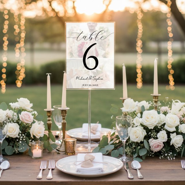 Carte élégante de numéro de table de mariage avec  (Créateur téléchargé)