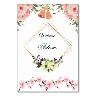 Carte élégante de numéro de table de mariage flora