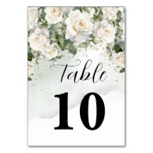 Carte élégante de numéro de table de mariage flora