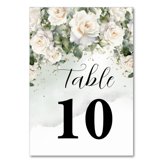 Carte élégante de numéro de table de mariage flora (Par défaut)