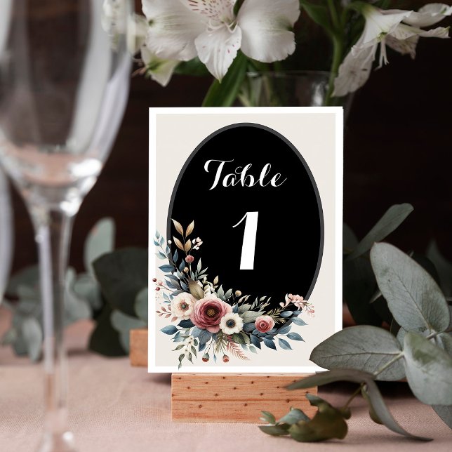 Carte élégante de numéro de table de mariage flora (Elegant Floral Rustic Wedding Table Number Card)