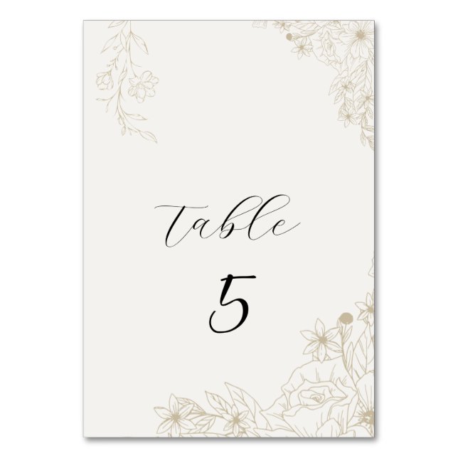 Carte élégante de numéro de table de mariage flora (Par défaut)