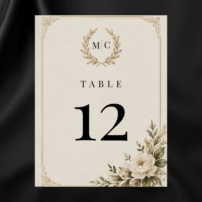 Carte élégante de numéro de table de mariage Luxe  (Créateur téléchargé)