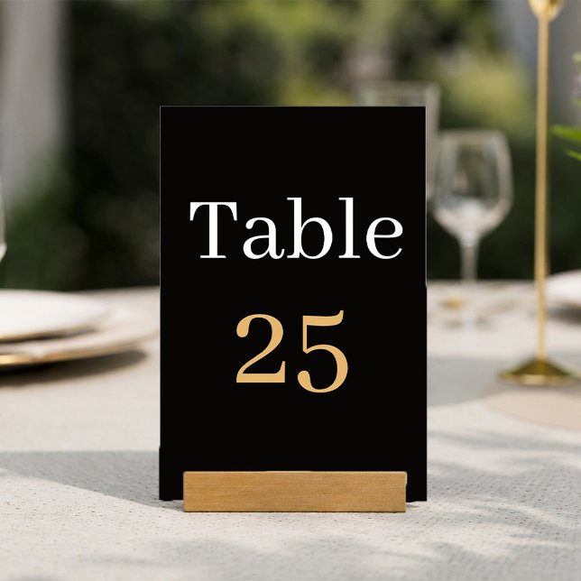Carte élégante de numéro de table de mariage noir  (Créateur téléchargé)