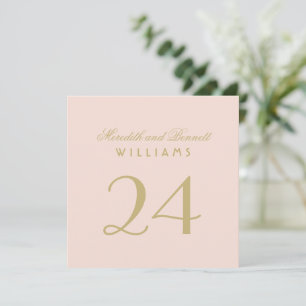Carte élégante de numéro de table de mariage rose 