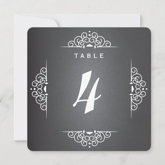 Carte élégante de numéro de table de mariage sur t (Devant)
