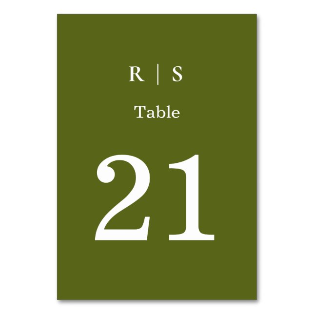 Carte élégante de numéro de table de mariage vert  (Par défaut)