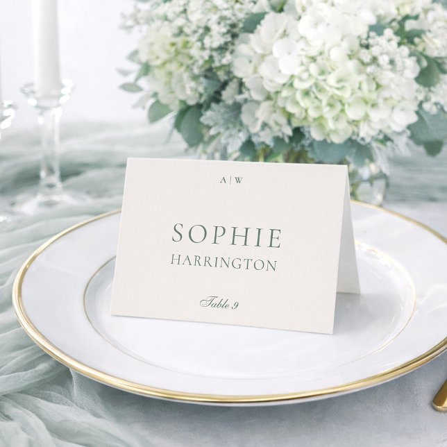 Carte élégante de numéro de table de mariage vert  (Créateur téléchargé)