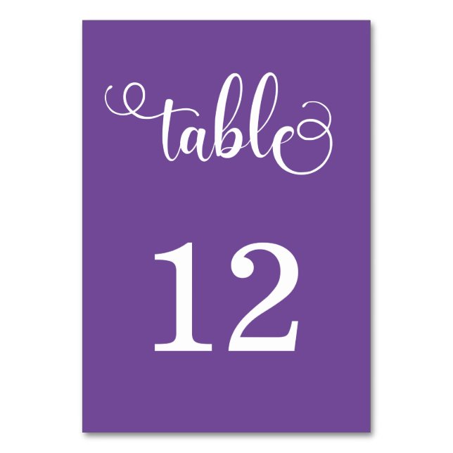 Carte élégante de numéro de table violet (Par défaut)