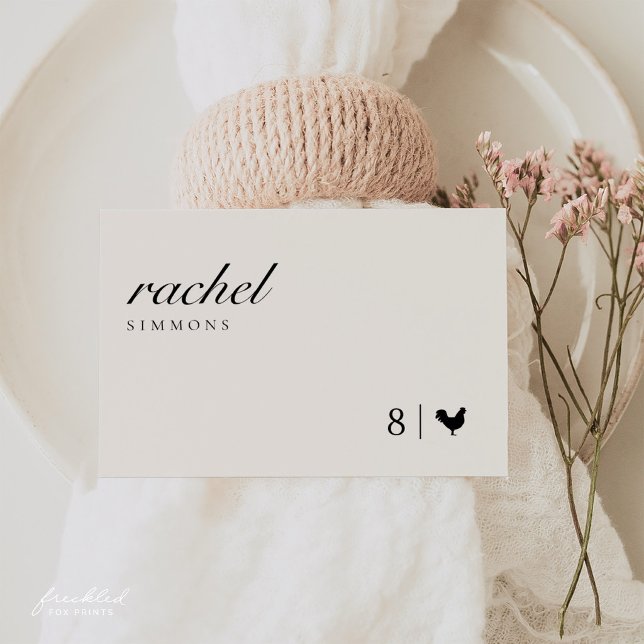 Carte élégante de place de mariage avec icône de r (Elegant Wedding Place Card with Meal Icons)