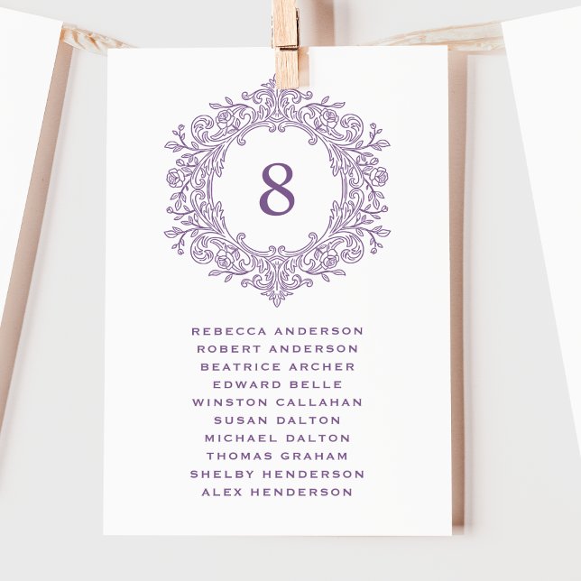 Carte élégante de placement de mariage au blason v (Créateur téléchargé)