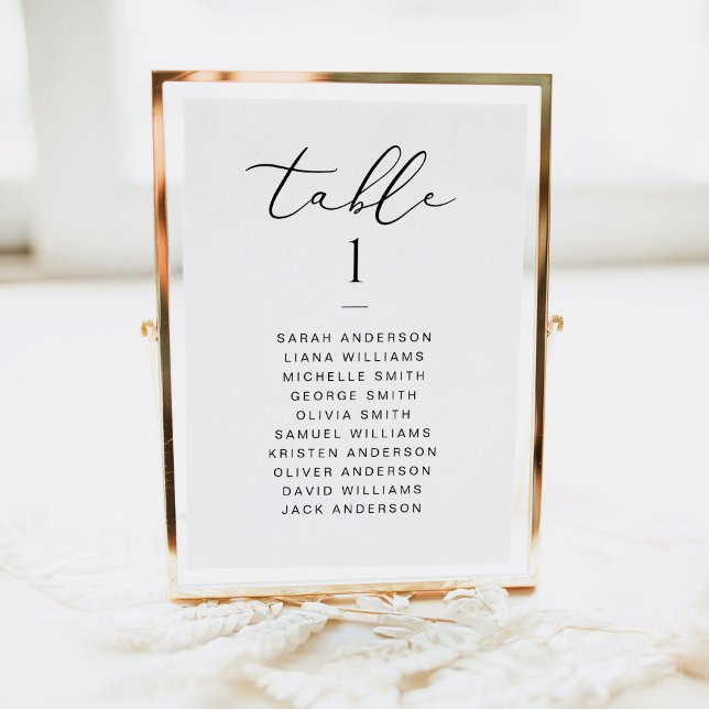 Carte élégante de plan de table de mariage en écri (Créateur téléchargé)