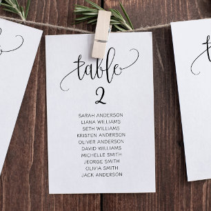 Carte élégante de plan de table de mariage suspend