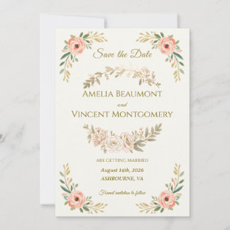 Carte Élégante de Rose Florale à l'Aquarelle pour