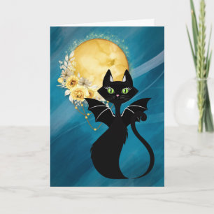Carte élégante d'Halloween   Chat noir   Chat chau