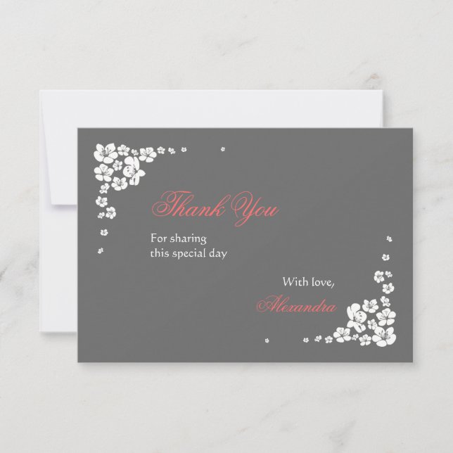 Carte élégante du Merci 3.5x5 de jeune mariée (Devant)