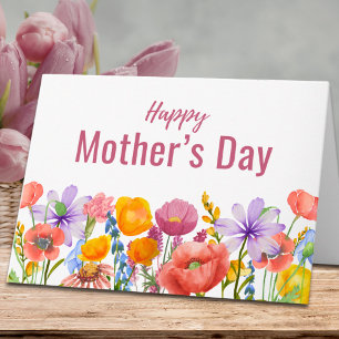 Carte Élégante Fête des Mères Grand-mère - Fleurs Sauvag