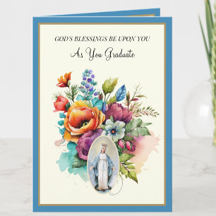 Carte Élégante Fleur de la Vierge Marie pour la Remise d