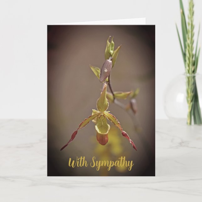 Carte Elégante Fleur Orange Jaune Orchidée Avec Sympathi (Devant)