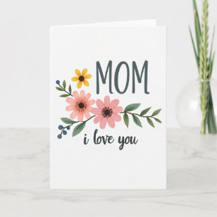 Carte Élégante Fleurie d'Amour pour Maman