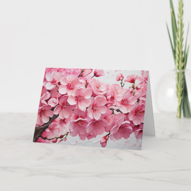 Carte Élégante Fleurs de fleurs de cerisier rose (Devant)