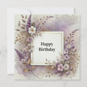 carte élégante fleurs joyeux anniversaire